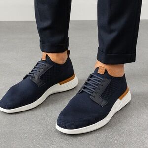 Wolf & Shepherd Men’s derby Knit dress Sneakers Navy Blue Size 12